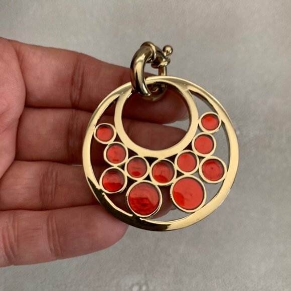 Dyrberg/Kern Idoya large red enamel and gold pendant - Picture 5 of 7